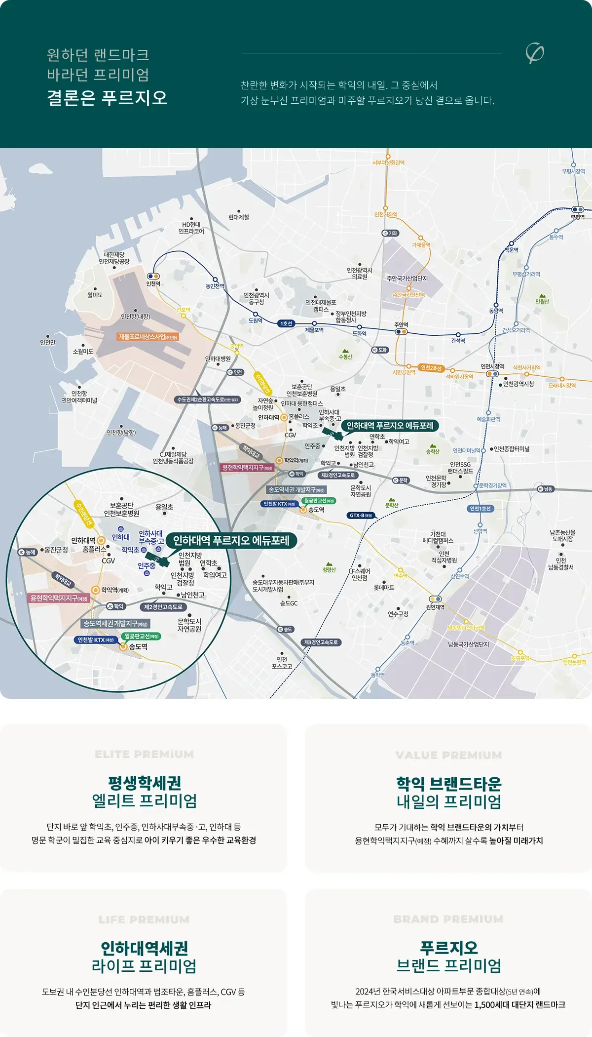 인하대역 푸르지오 에듀포레의 위치